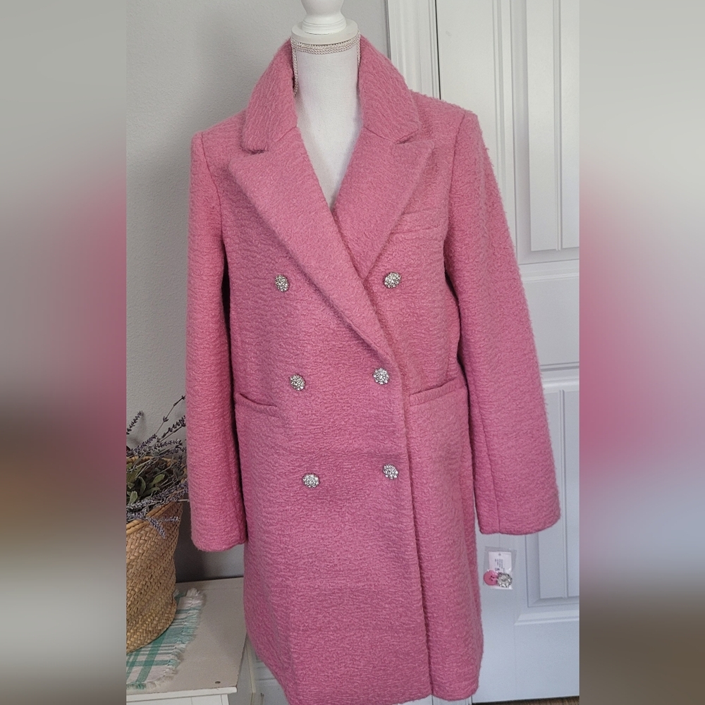 Milly of New York Pink Long Pea Coat